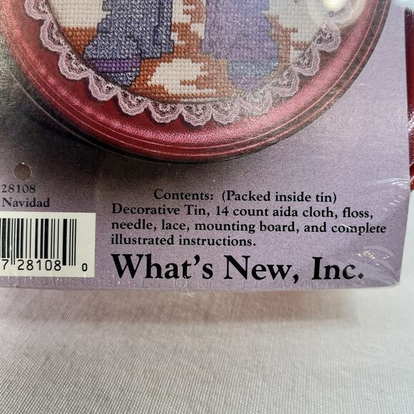 Christmas Cross Stitch Kit in a Tin Feliz Navidad Wolves Cactus Sealed #028108 - Picture 3 of 6